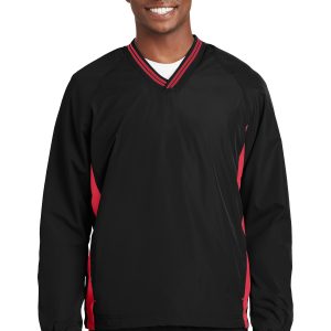 Sport-Tek Tipped V-Neck Raglan Wind Shirt. JST62