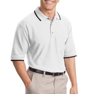 CLOSEOUT Port Authority Cool Mesh Polo with Tipping Stripe Trim. K431