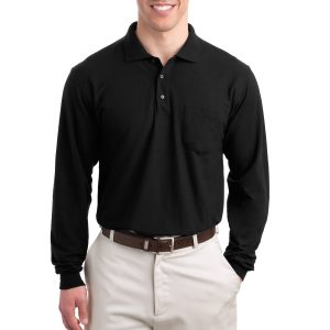 Port Authority Long Sleeve Silk Touch Polo with Pocket.  K500LSP