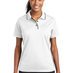 DISCONTINUED Sport-Tek Ladies Dri-Mesh Polo with Tipped Collar and Piping.  L467