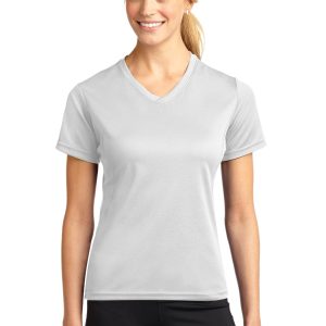 DISCONTINUED Sport-Tek Dri-Mesh Ladies V-Neck T-Shirt.  L468V