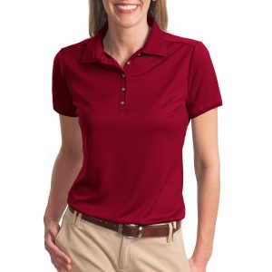 CLOSEOUT Port Authority Ladies Poly-Charcoal Birdseye Jacquard Polo. L498
