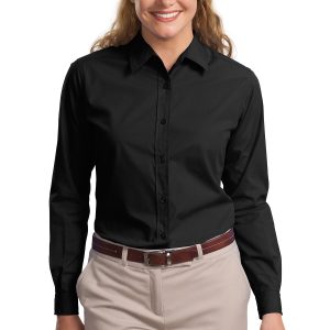 CLOSEOUT Port Authority Ladies Long Sleeve Easy Care  Soil Resistant Shirt.  L607