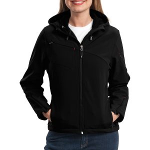 Port Authority Ladies Textured Hooded Soft Shell Jacket. L706