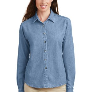 Port & Company - Ladies Long Sleeve Value Denim Shirt.  LSP10