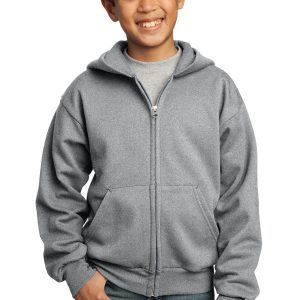 Port & Company - Youth Core Fleece Full-Zip Hooded Sweatshirt.  PC90YZH