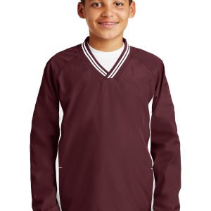 DISCONTINUED Sport-Tek Youth Tipped V-Neck Raglan Wind Shirt. YST62