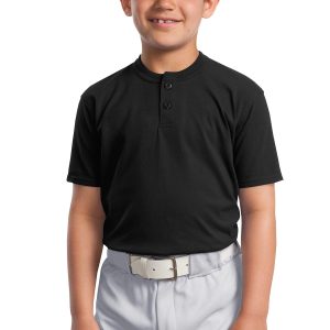 CLOSEOUT Sport-Tek Youth Short Sleeve Henley. YT210